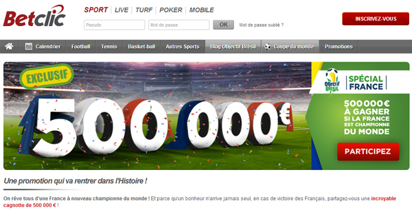 BetClic : 500.000€ si la France gagne