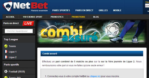 Netbet : Combi Assuré Ligue 2