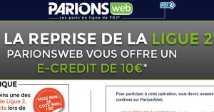 ParionsWeb : reprise Ligue 2