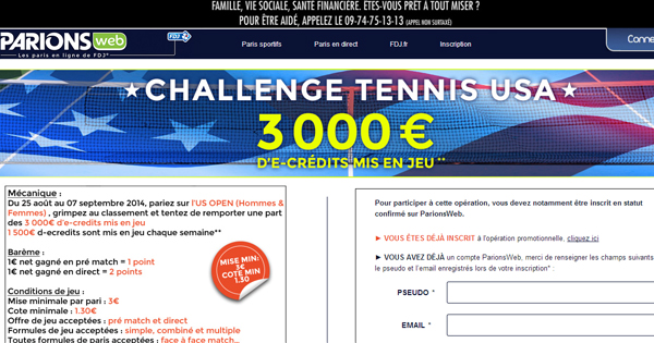 ParionsWeb : Challenge Tennis USA